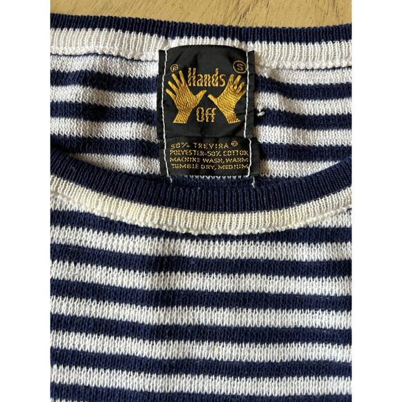 vtg 60s sailor Theme sweater Rowing Crew Nautical striped 2 Sided RARE womens - Picture 5 of 13